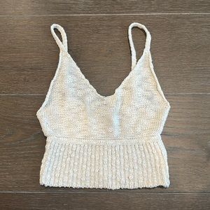 Knit Cream Crop Bra Top